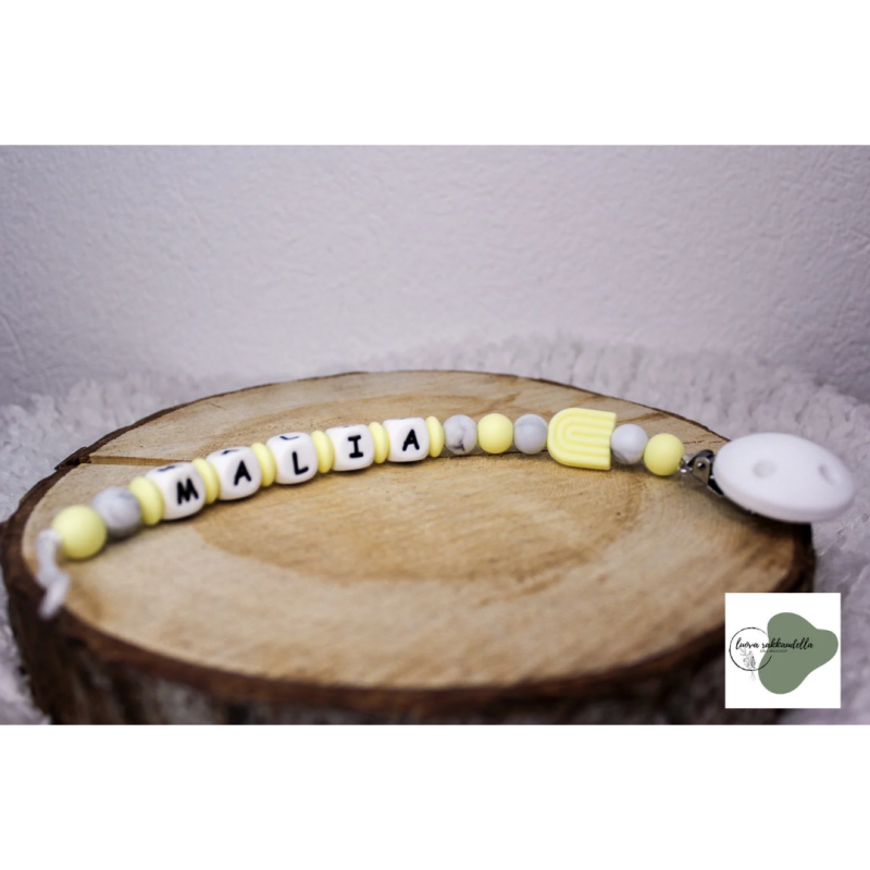 Nuggikette Pastellgelb/Marmor Grau-Weiss Nuggikette Pastellgelb/Marmor Grau-Weiss